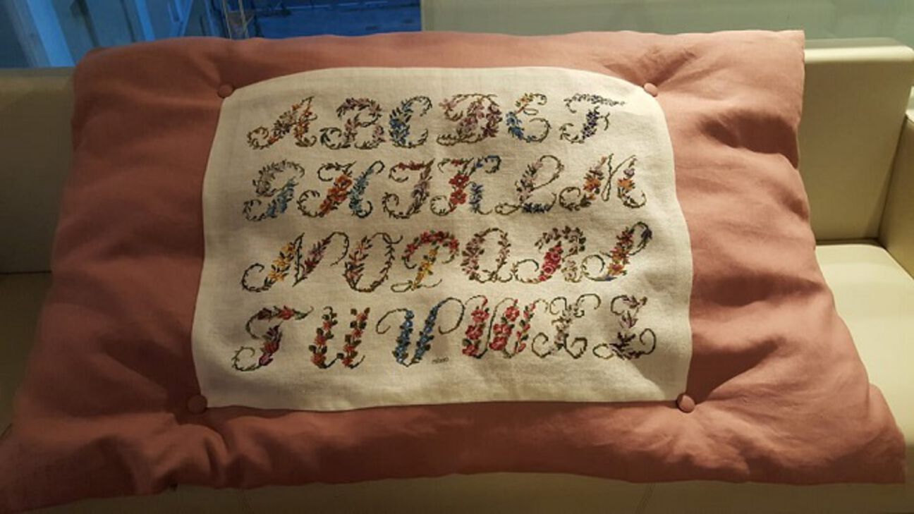 Flower Alphabet: Pillow by Maria Rosa Muià Flower Alphabet: Pillow by Maria Rosa Muià