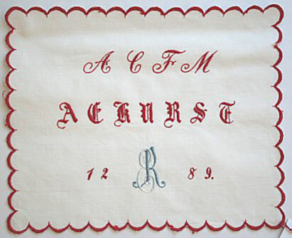 Weißstickerei-Mustertuch ER