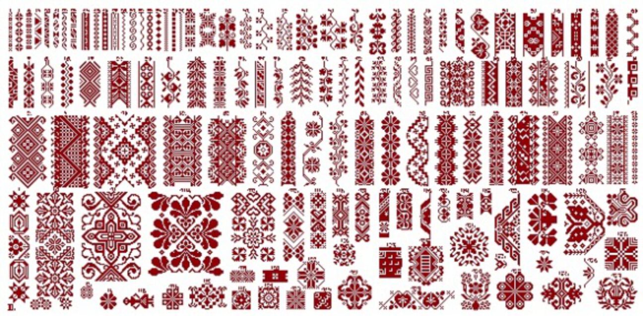 Museums-Mustertuch III in Rot: Replik von Sabine Taterra-Gundacker Museums-Mustertuch III in Rot: Replik von Sabine Taterra-Gundacker